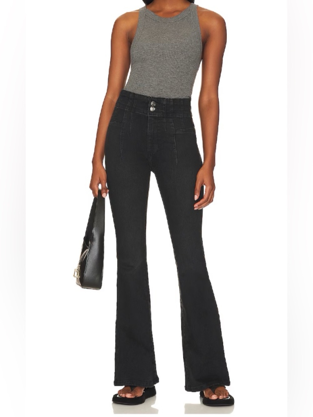 Free People Black Denim Flare Jeans Size 29x31